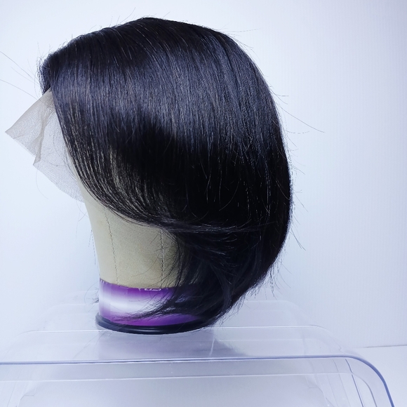 10 Inch Human Hair Pre-plucked Lace Front Wig 13x4 HD Lace Natural Black Bob New - Picture 2 of 11